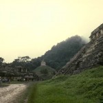 View of El Palacio (The Palace) and Templo de las Inscripciones (Temple of Inscriptions). Palenque