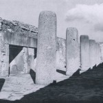 Halle der Monolithsäulen im Palast von Mitla. Die aus einem Stein gehauenen Säulen sind eine Errungen¬schaft der nachklassischen Zeit und gehen auf toltekische Anregungen zurück. Nachklassische Periode. Zapotekisch-mixtekische Mischkultur. 1200-1522. Mitla, Oaxaca